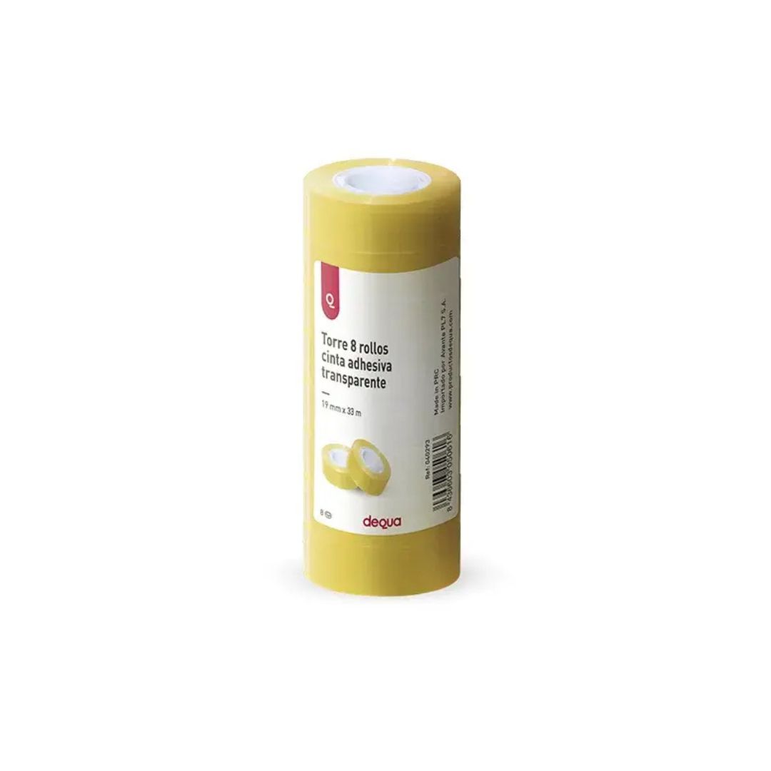 CINTA ADHESIVA DEQUA TRANSPARENTE 19MM X 33MM 8 ROLLOS