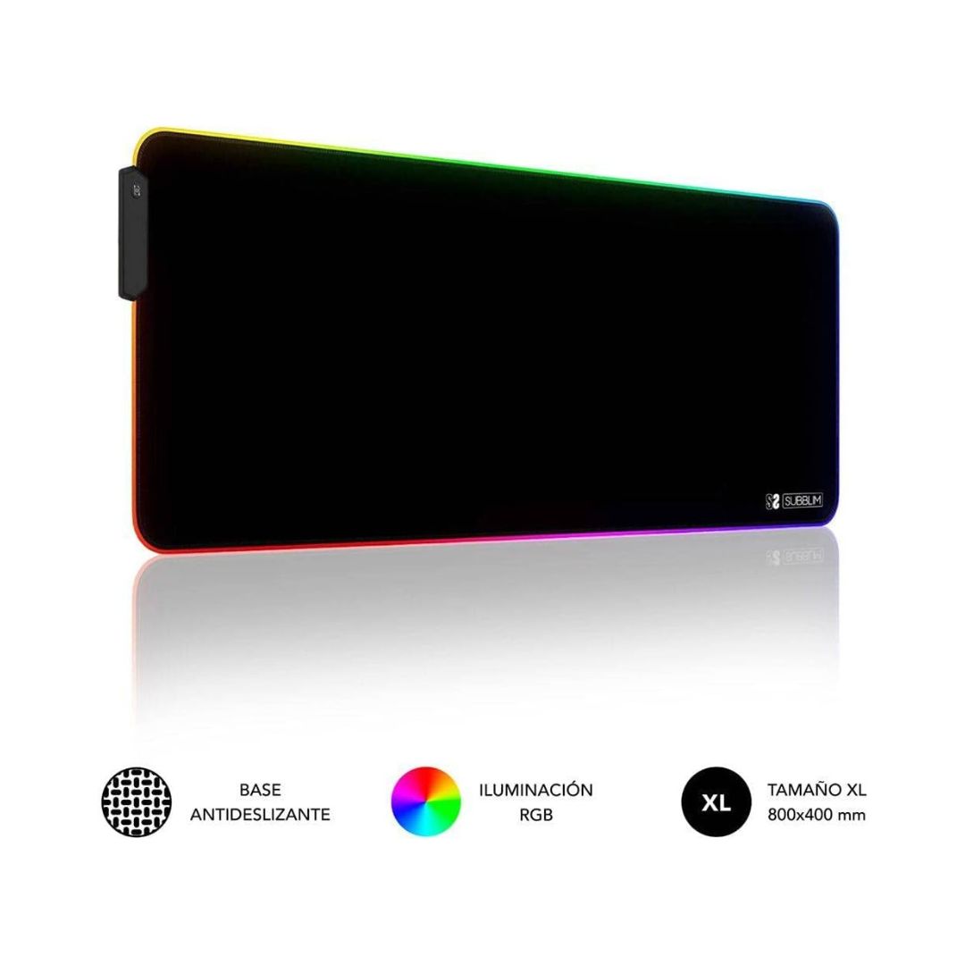 ALFOMBRILLA LED RGB EXTRA GRANDE SUBBLIM 800x300x4mm - ESPACIO HOLGADO PARA RATON Y TECLAD