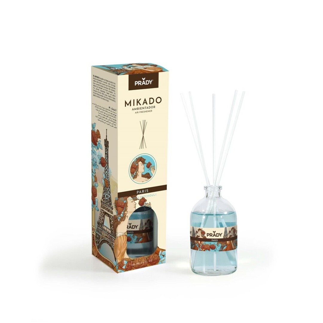 AMBIENTADOR MIKADO PARIS PRADY FRASCO CRISTAL 100ML VARITAS DIFUSORAS