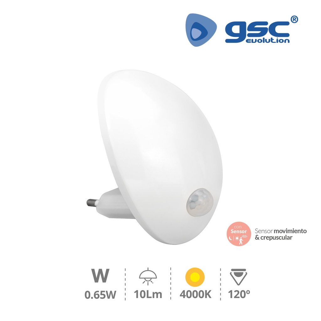 LUZ DE NOCHE GSC INDIRECTA CON SENSOR DE MOVIMIENTO Y CREPUSCULAR LUZ NEUTRA 4000K