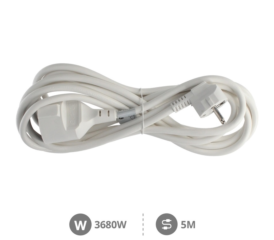 PROLONGADOR SUCKO REDONDO BLANCO GSC - CABLE DE 5 METROS - POTENCIA MAX. 3680W