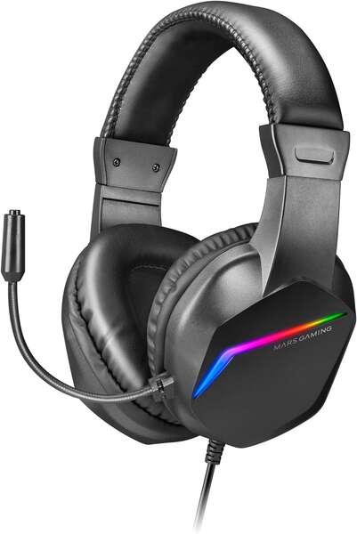 AURICULARES CON MICROFONO MARS GAMING MH122 NEGRO - ILUMINACION FRGB - COMPATIB. UNIVERSAL