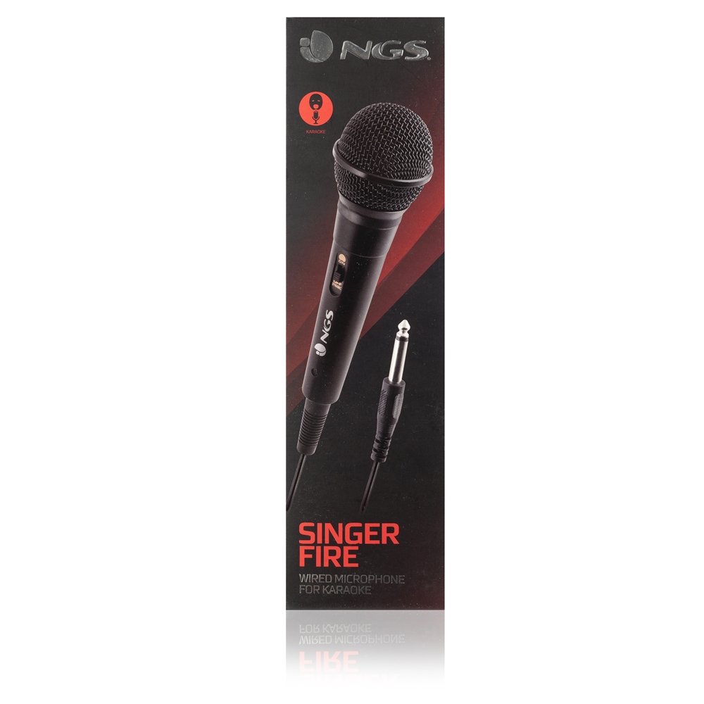 MICROFONO NGS FINGER SIRE NEGRO - BOTON ON/OFF - CABLE 3 METROS JACK