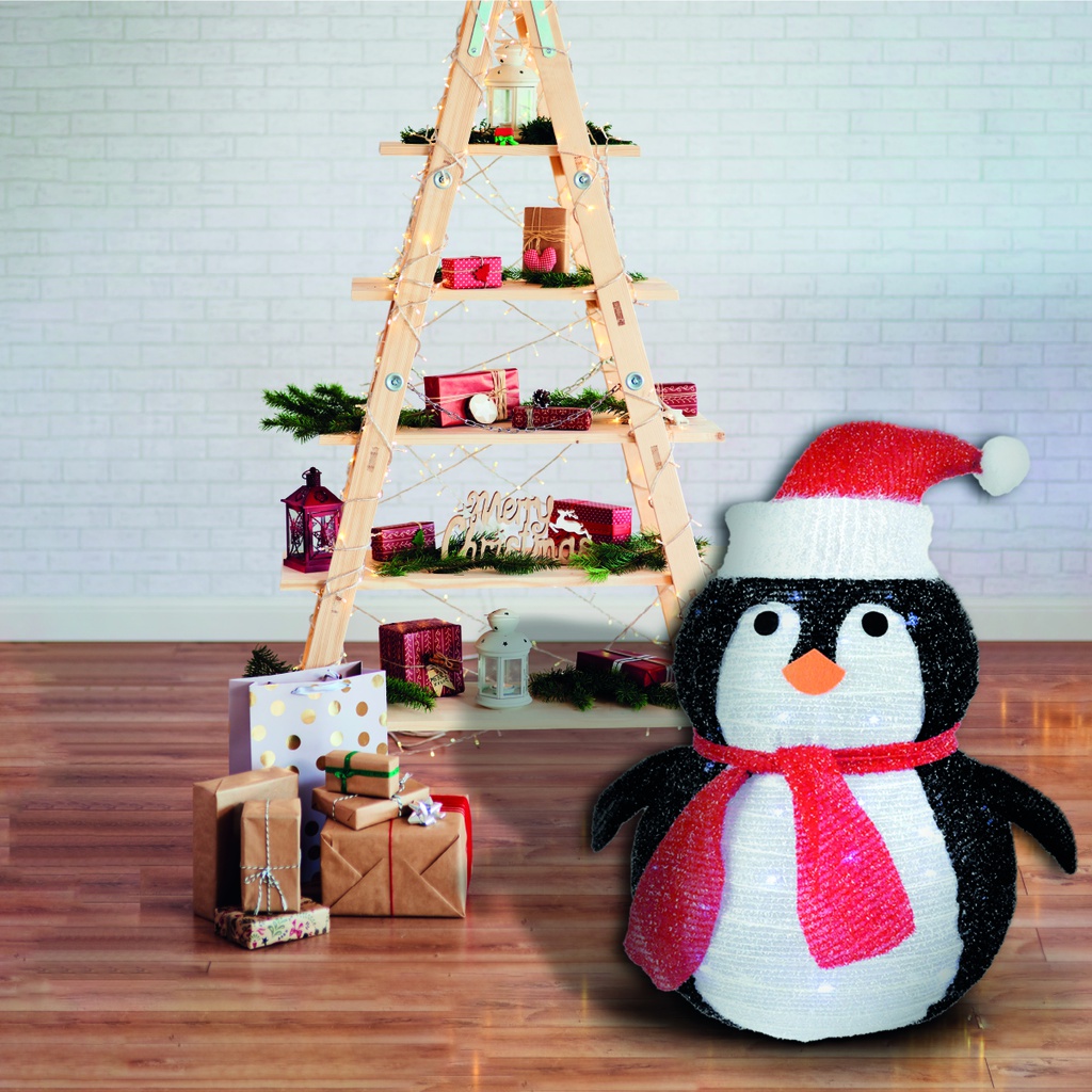 PINGÜINO PLEGABLE LED GSC 60cm - LUZ FRIA - 8 FUNCIONES - FUNCIONA A PILAS