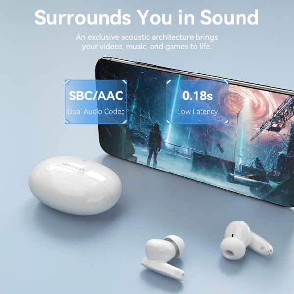 AURICULARES INALAMBRICOS VENTION NEGROS - BLUETOOTH 5.3 - AUTONOMIA 7 HORAS
