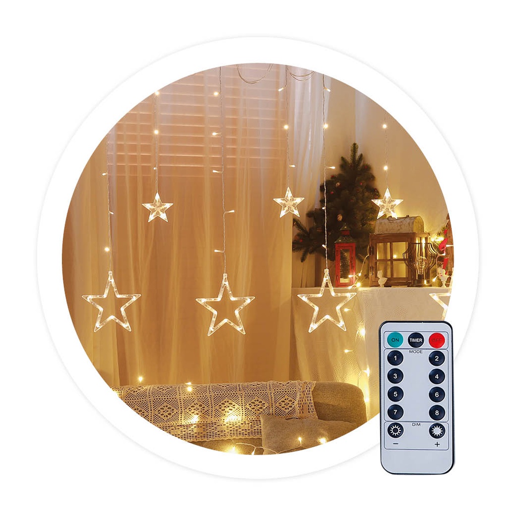 CORTINA LED ESTRELLAS GSC CON MANDO - LUZ CALIDA - 3.5 METROS - CONEXION USB