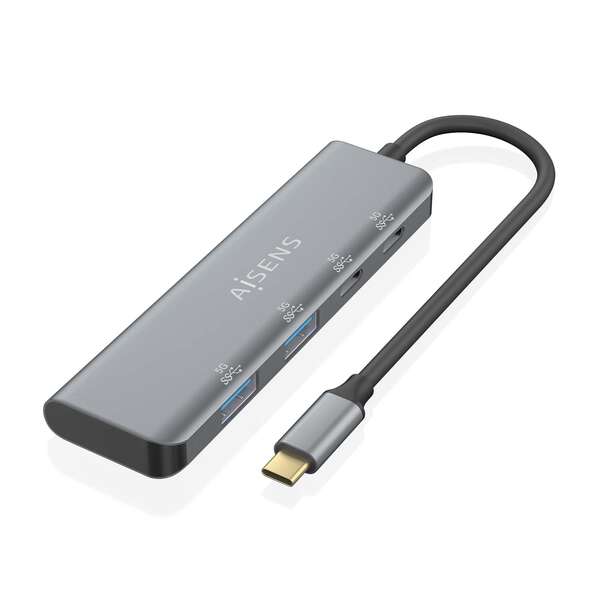 HUB USB TIPO C 3.2 GEN1 5G AISENS A109-0763 GRIS - 2 PUERTOS USB + 2 PUERTOS TIPO C