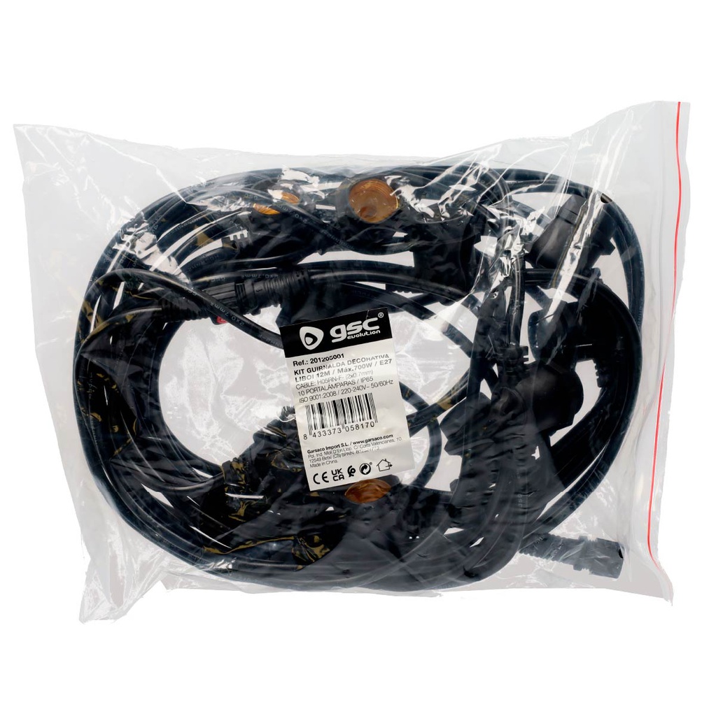 KIT GUIRNALDA DECORATIVA LIBOI GSC 10 PORTALAMPARAS 12 METROS IP65