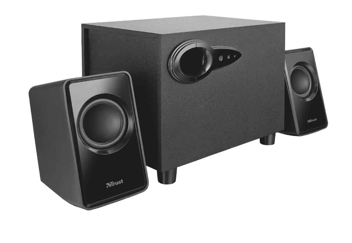 ALTAVOCES 2.1 TRUST AVORA 18W NEGROS - CONTROL DE VOLUMEN Y BAJOS