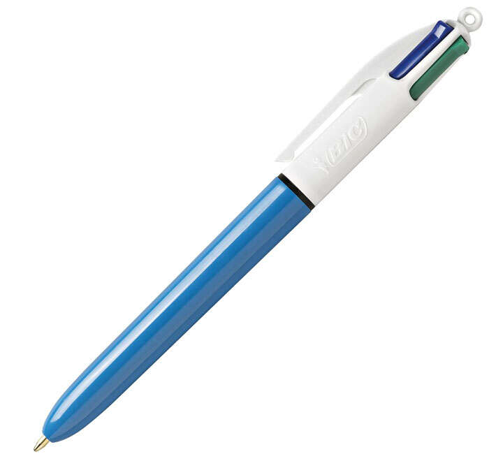 BOLIGRAFO BIC ORIGINAL AZUL/BLANCO 4 COLORES - PUNTA MEDIA 1mm - TRAZO 0.4mm