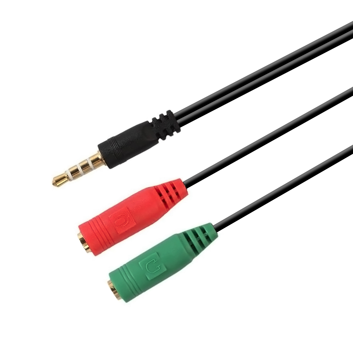 CABLE ADAPTADOR AUDIO AISENS NEGRO JACK 3.5 4 PINES A M- 2xJACK 3.5 3 PINES/H 20cm