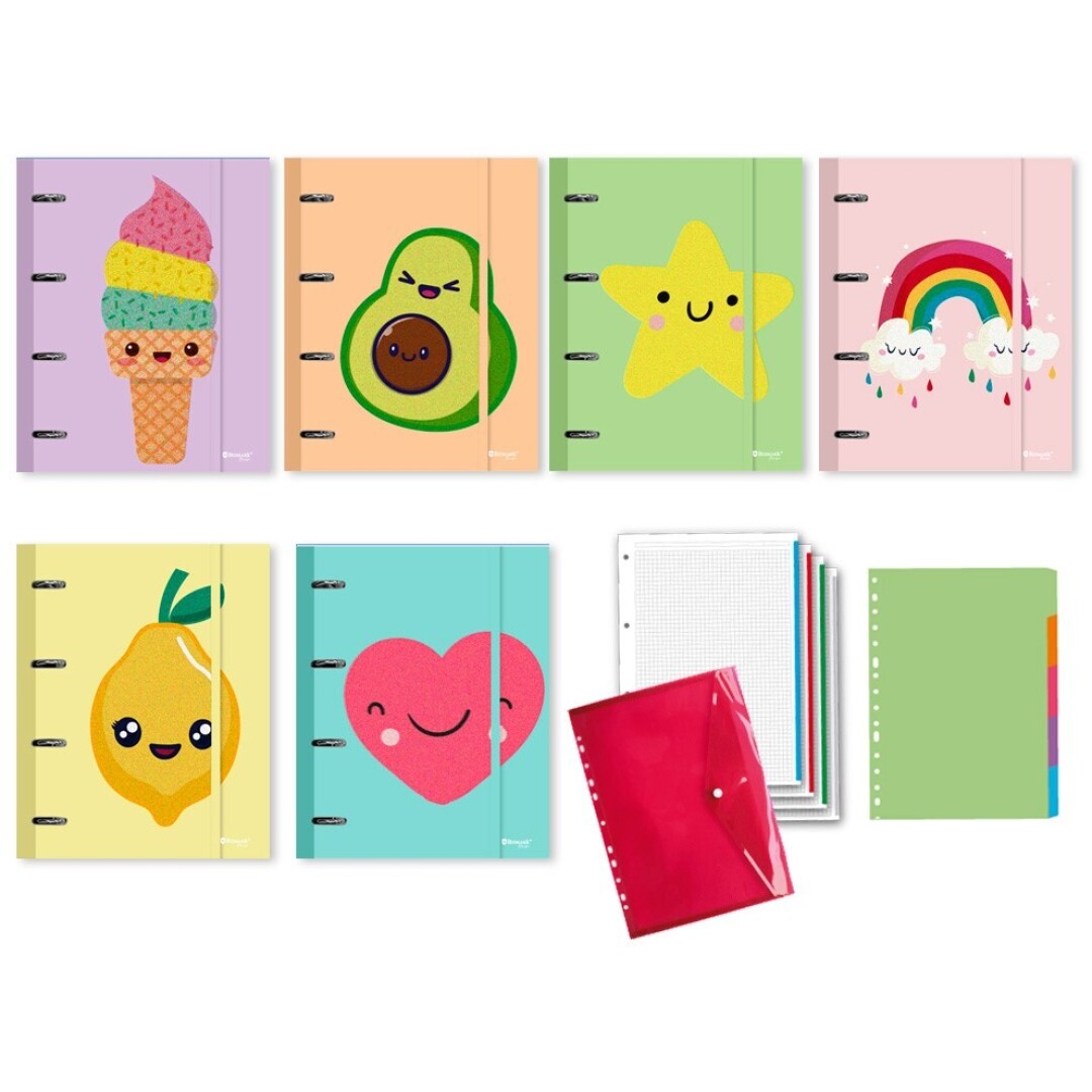 CARPETA 4 ANILLAS CON RECAMBIO-GOMA Y SEPARADORES TAPA DECORADA BRILLI BRILLI BISMARK