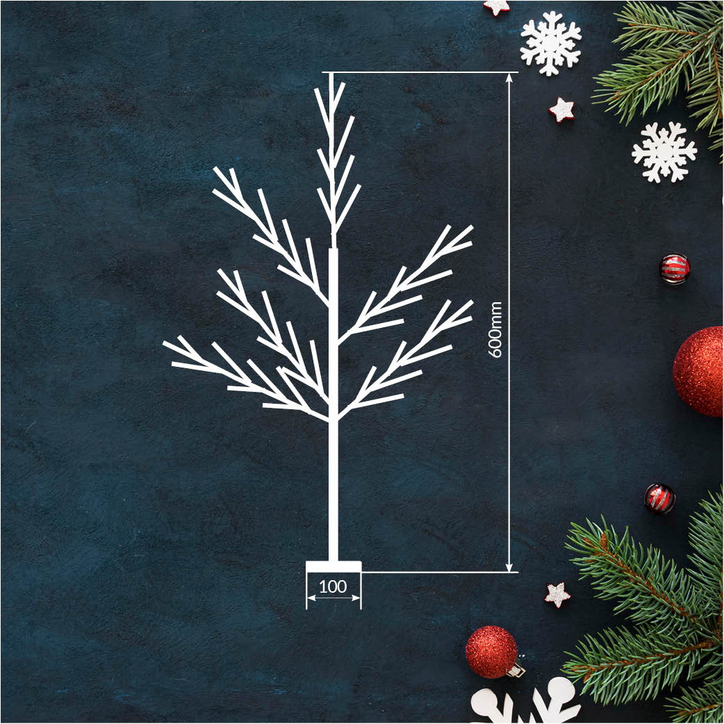 ARBOL DECORATIVO LED CUMIA GSC NEGRO 60cm - LUZ CALIDA - FUNCIONA A PILAS