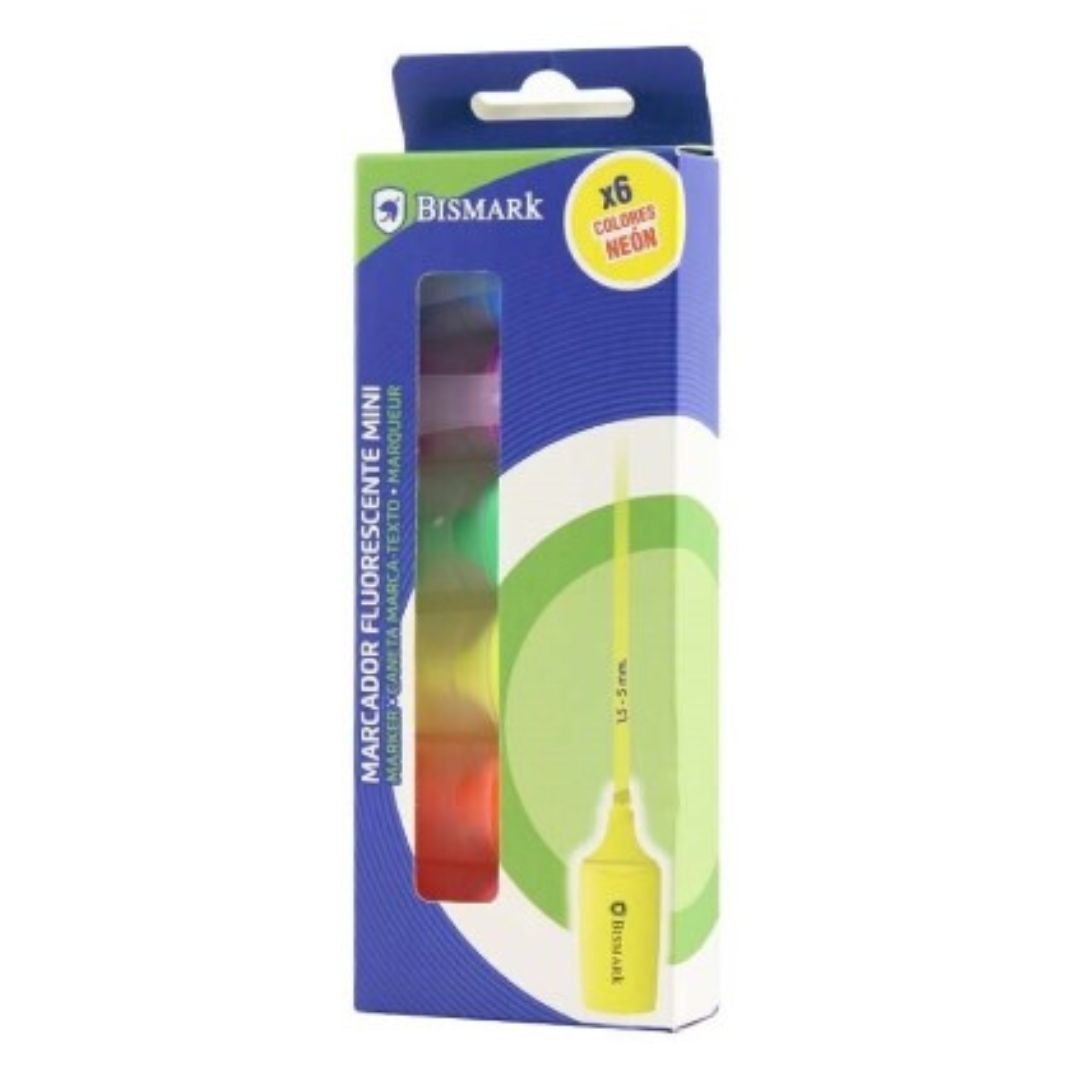 ROTULADORES FLUORESCENTES MINI NEON BISMARK PACK 6 UNIDADES