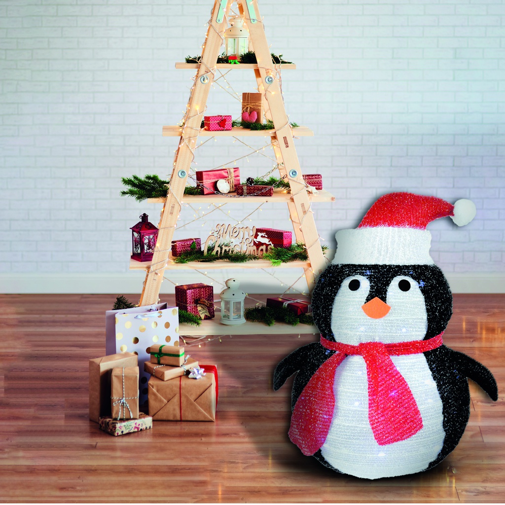 PINGÜINO PLEGABLE LED GSC 60cm - LUZ CALIDA - 8 FUNCIONES - FUNCIONA A PILAS