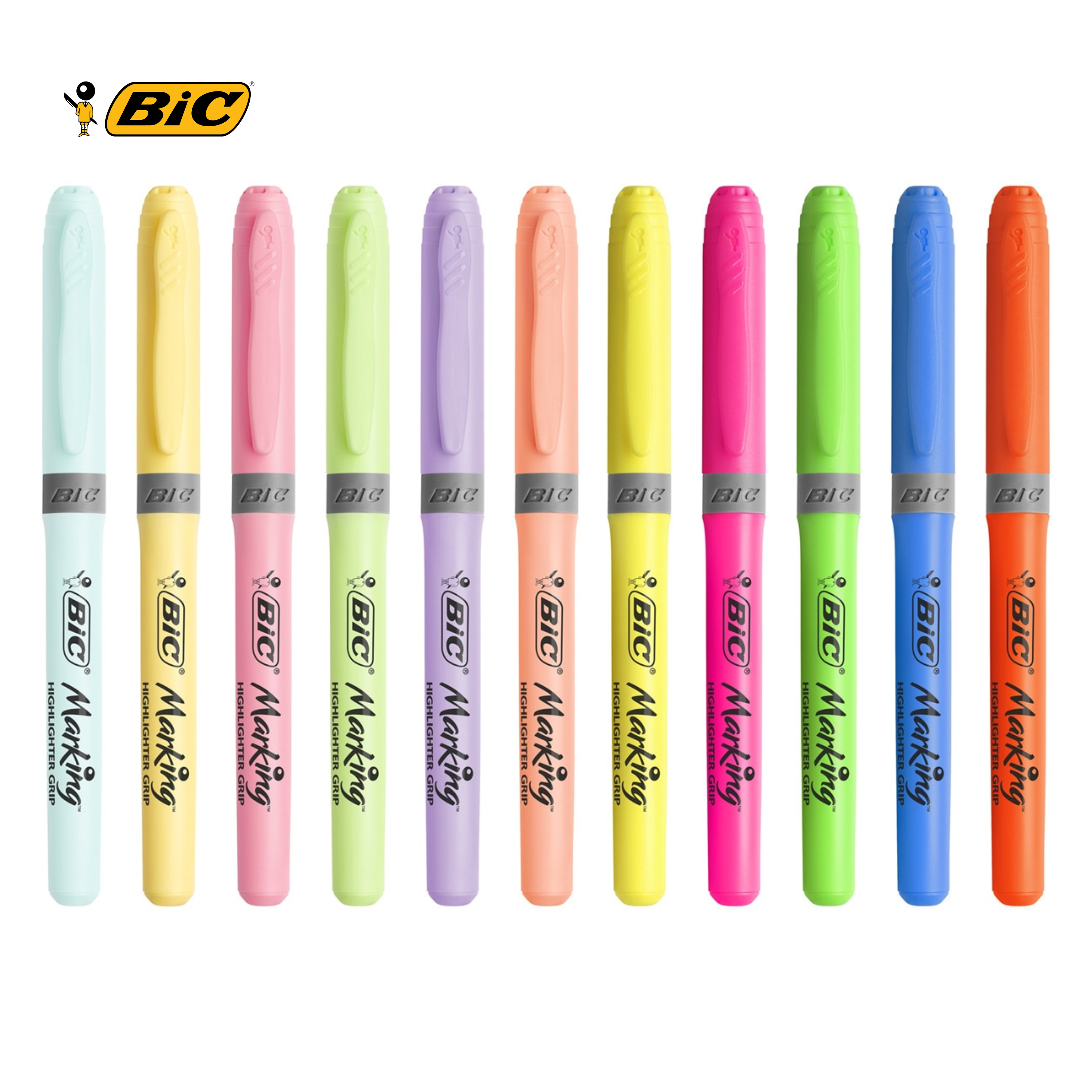 ESTUCHE 12 ROTULADORES FLUORESCENTES Y PASTELES BIC HIGHLIGHTER GRIP COLLECTION