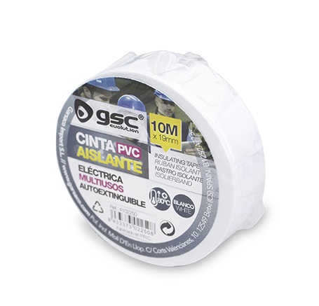 CINTA AISLANTE ELECTRICA PVC GSC BLANCA 19mm X 10 metros