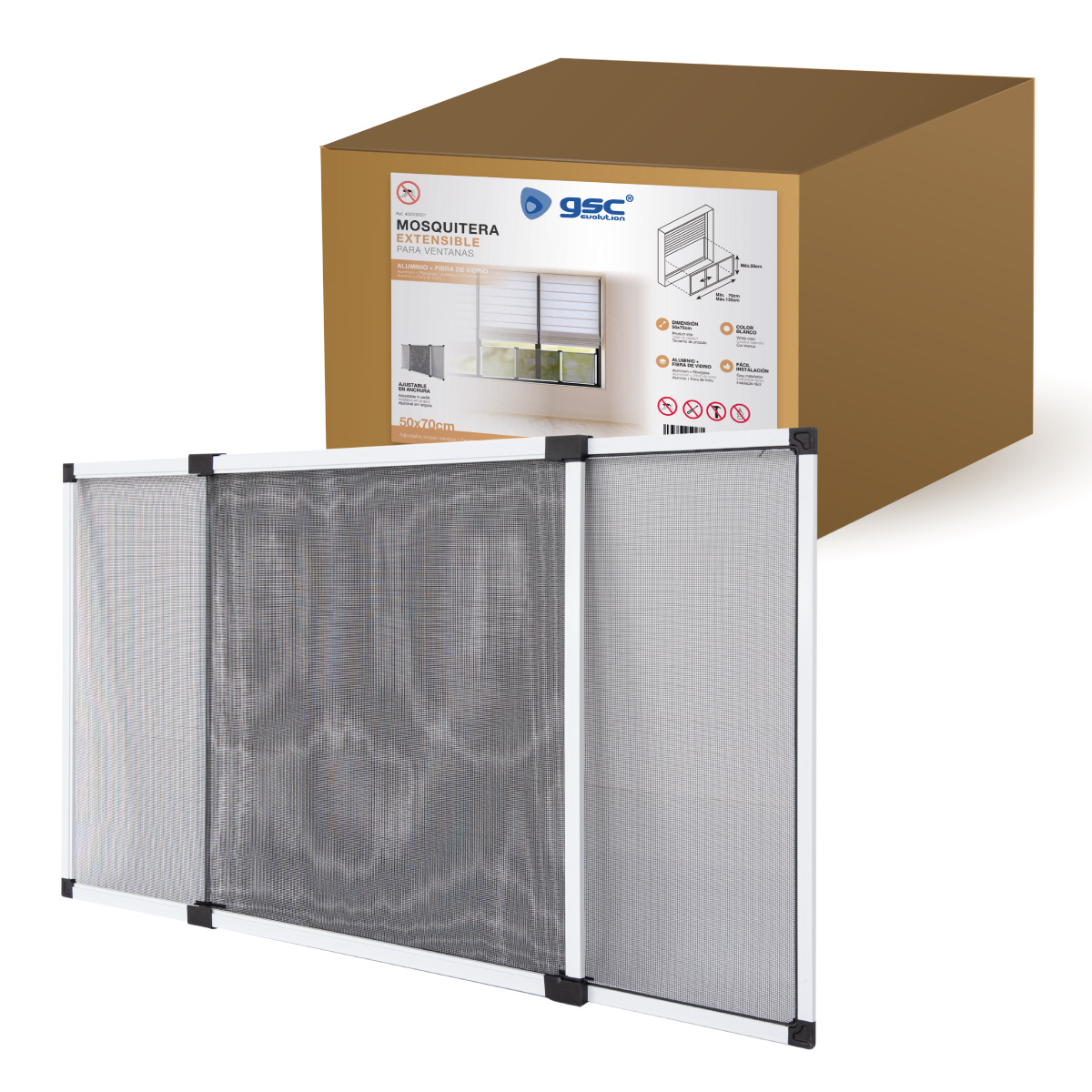 MOSQUITERA EXTENSIBLE PARA VENTANAS 50X70CM GSC EVOLUTION