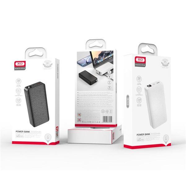 POWERBANK XO PR144 20.000mAh NEGRA - 1xUSB-A,1xUSB-C - CARGA RAPIDA - PANTALLA LCD