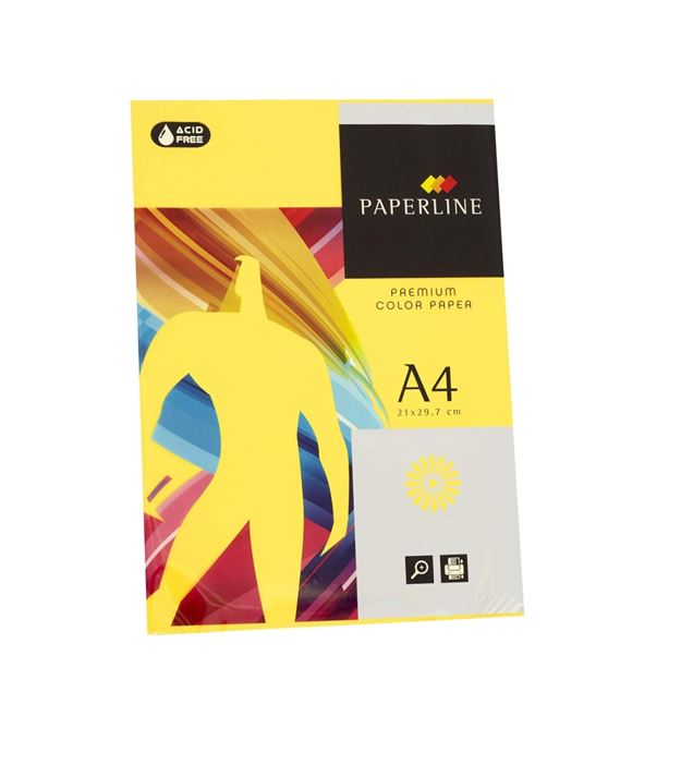 PAQUETE DE 500 FOLIOS 80GR A/4 AMARILLO FUERTE PAPERLINE