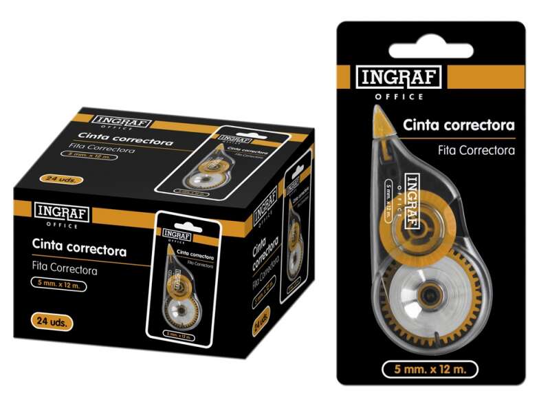 CINTA CORRECTORA INGRAF OFFICE CLUB 5mm X 12 metros - CORRECION RAPIDA Y LIMPIA