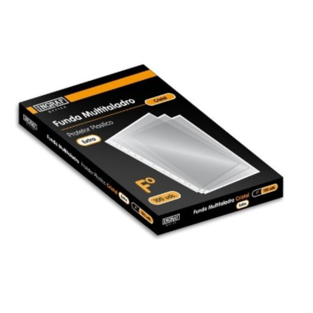 PAQUETE FUNDAS MULTITALADRO 100 UNIDADES FOLIO INGRAF OFFICE