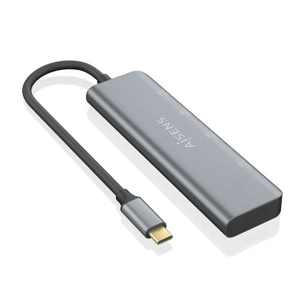 HUB USB TIPO C 3.2 GEN1 5G AISENS A109-0763 GRIS - 2 PUERTOS USB + 2 PUERTOS TIPO C
