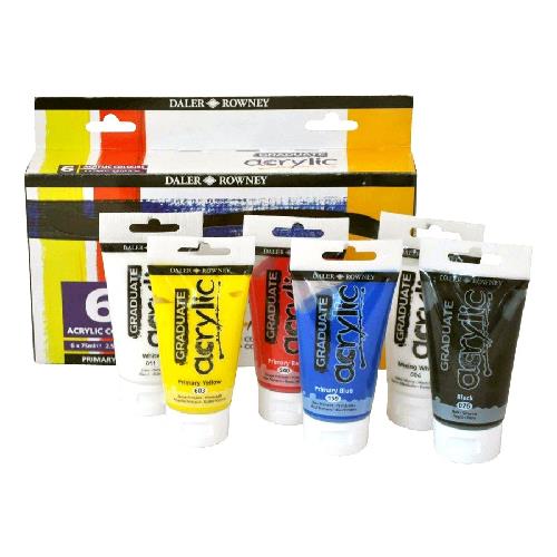 CAJA PINTURA ACRÍLICO GRADUATE COLOR PRIMARIOS 6 UNIDADES 75ML