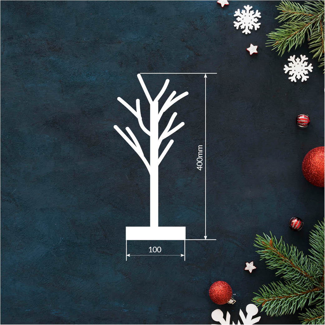 ARBOL DECORATIVO LED CUMIA GSC NEGRO 40cm - LUZ CALIDA - FUNCIONA A PILAS