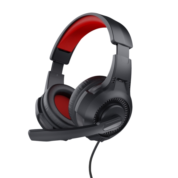 AURICULARES CON MICROFONO TRUST GAMING ROJOS Y NEGROS - DIADEMA AJUSTABLE - JACK 3.5mm