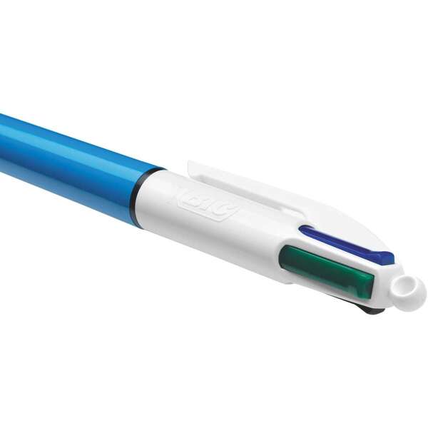 BOLIGRAFO BIC ORIGINAL AZUL/BLANCO 4 COLORES - PUNTA MEDIA 1mm - TRAZO 0.4mm