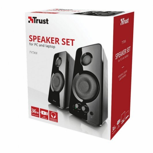 ALTAVOCES TRUST TYTAN USB 2.0 NEGRO 36W - CONTROL DE BAJOS Y VOLUMEN