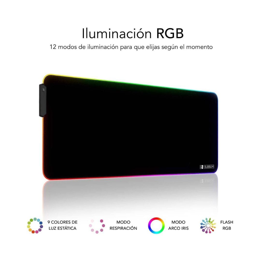 ALFOMBRILLA LED RGB EXTRA GRANDE SUBBLIM 800x300x4mm - ESPACIO HOLGADO PARA RATON Y TECLAD