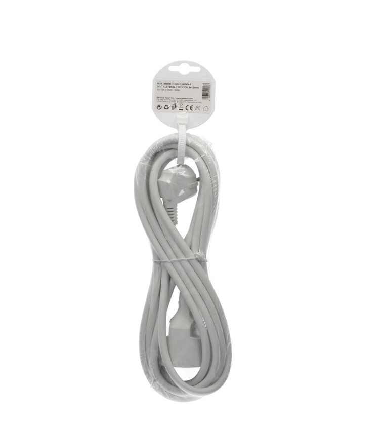 PROLONGADOR SUCKO REDONDO BLANCO GSC - CABLE DE 5 METROS - POTENCIA MAX. 3680W