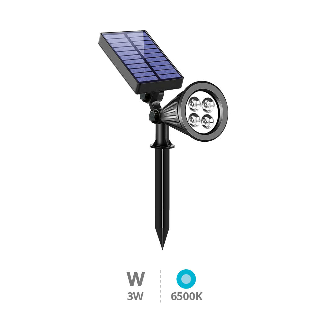 ESTACA SOLAR LED ALEZU GSC 3W LUZ BLANCA 6500K 250 LUMENES - REGULABLE - IP67