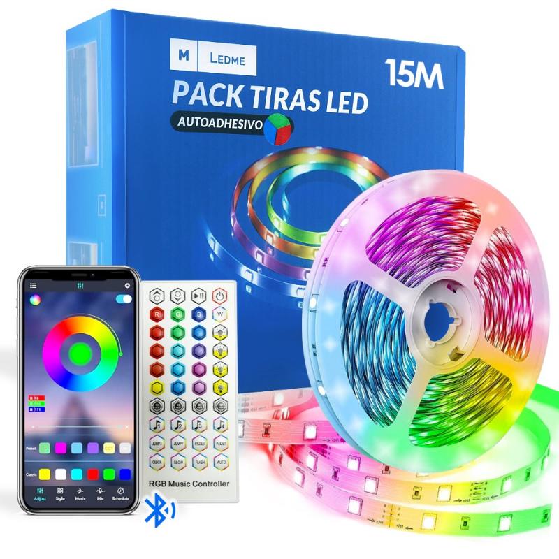 PACK TIRA LED DIGITAL RGB 24V SMD5050 15 METROS - APP + CONTROL REMOTO + FUENTE DE ALIMEN.