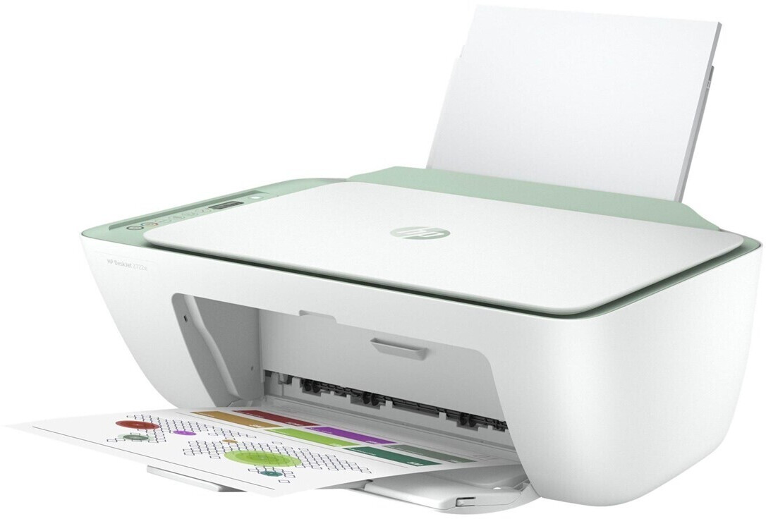 IMPRESORA MULTIFUNCIÓN HP DESKJET 2722e BLANCA Y VERDE - WIFI - FAX MOVIL