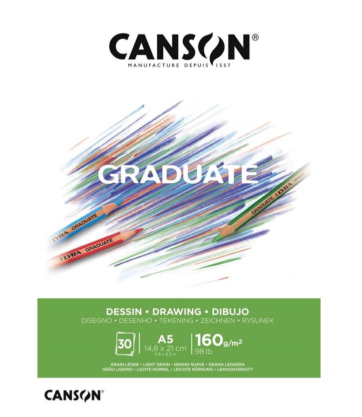 BLOC CANSON GRADUATE DIBUJO BLANCO 30 HOJAS A/4 160GR