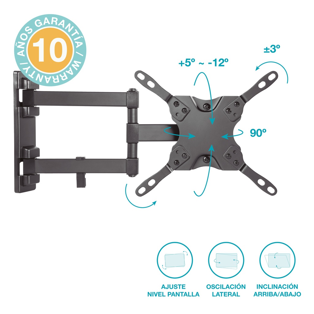 SOPORTE DE PARED EXTENSIBLE DOBLE HOLMIOS PARA TV 13