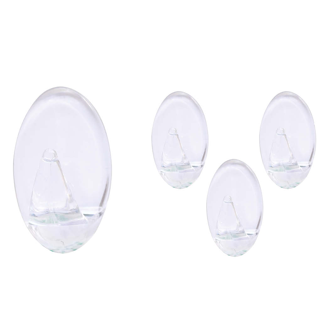PACK 4 PERCHAS ADHESIVAS TRANSPARENTE GSC - PER. PEQUEÑA HASTA 1Kg - PER. GRANDE HASTA 2Kg