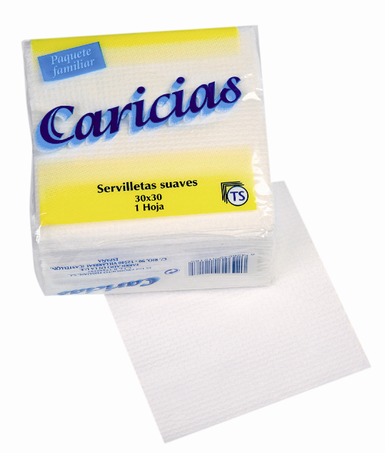 SERVILLETAS CARICIAS BLANCAS 30x30 PAQUETE 100 UNIDADES