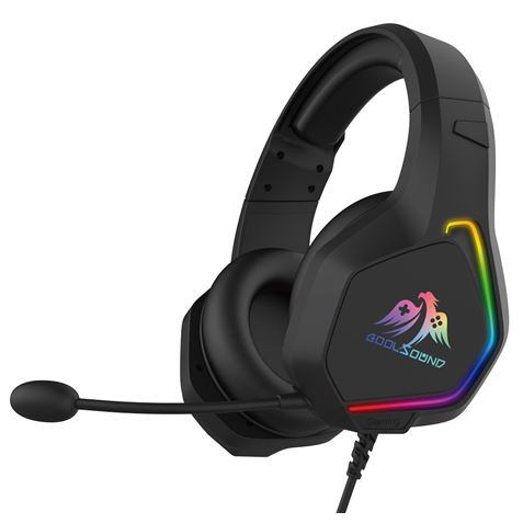 AURICULARES GAMING CON MICROFONO COOLSOUND G6 NEGRO - CABLE 2 METROS - ILUMINACION LED