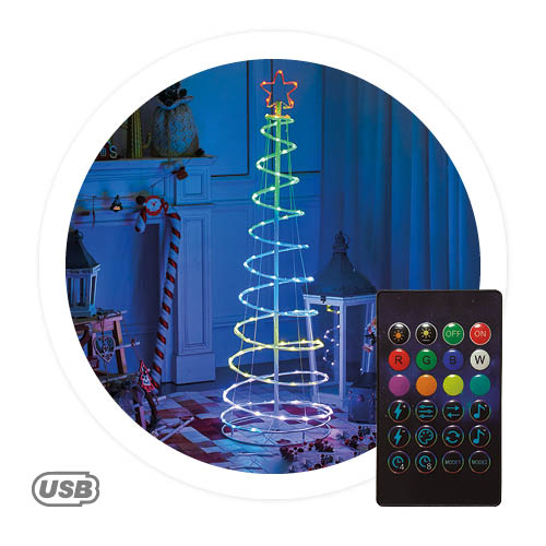 ARBOL LED INTELIGENTE HODE GSC 1.5 METROS CON MANDO Y BLUETOOTH - RGB - CONEXION USB