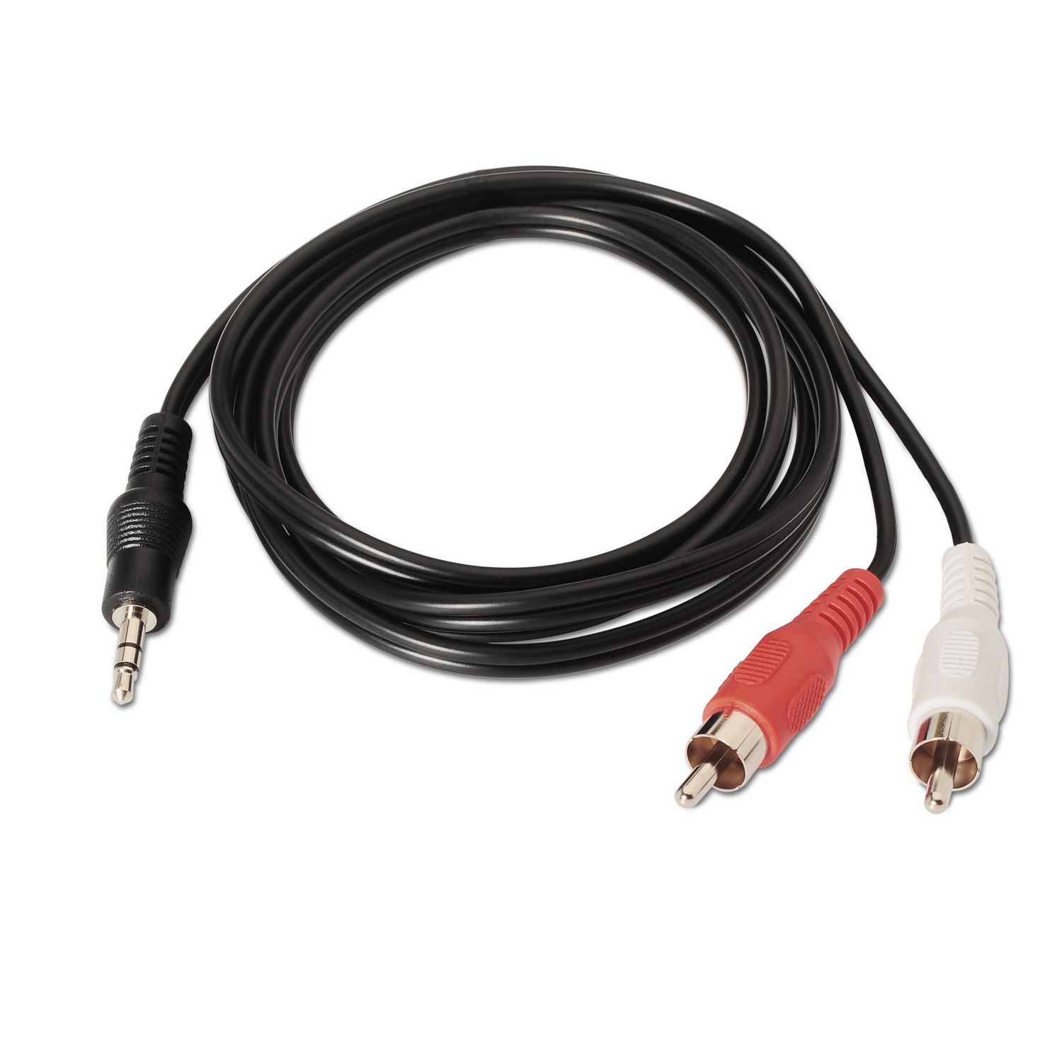 CABLE ESTEREO AISENS NEGRO - JACK 3.5 MACHO A 2xRCA MACHO - 1.5 METROS