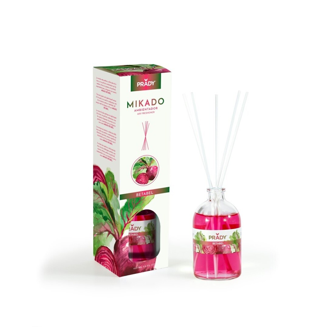 AMBIENTADOR MIKADO BETABEL PRADY FRASCO CRISTAL 100ML VARITA DIFUSORAS