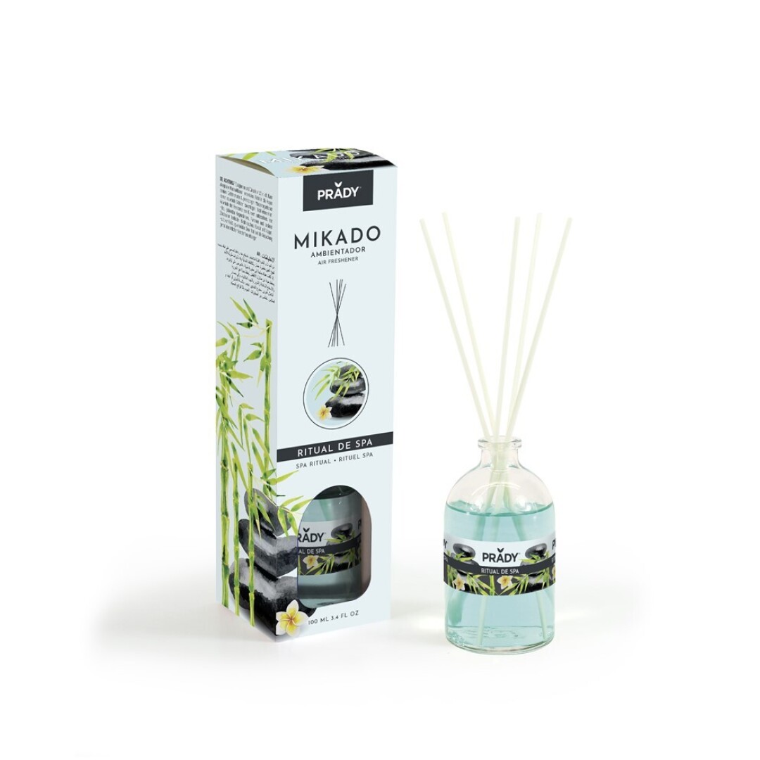 AMBIENTADOR MIKADO RITUAL DE SPA PRADY FRASCO CRISTAL 100 ML VARITAS DIFUSORAS