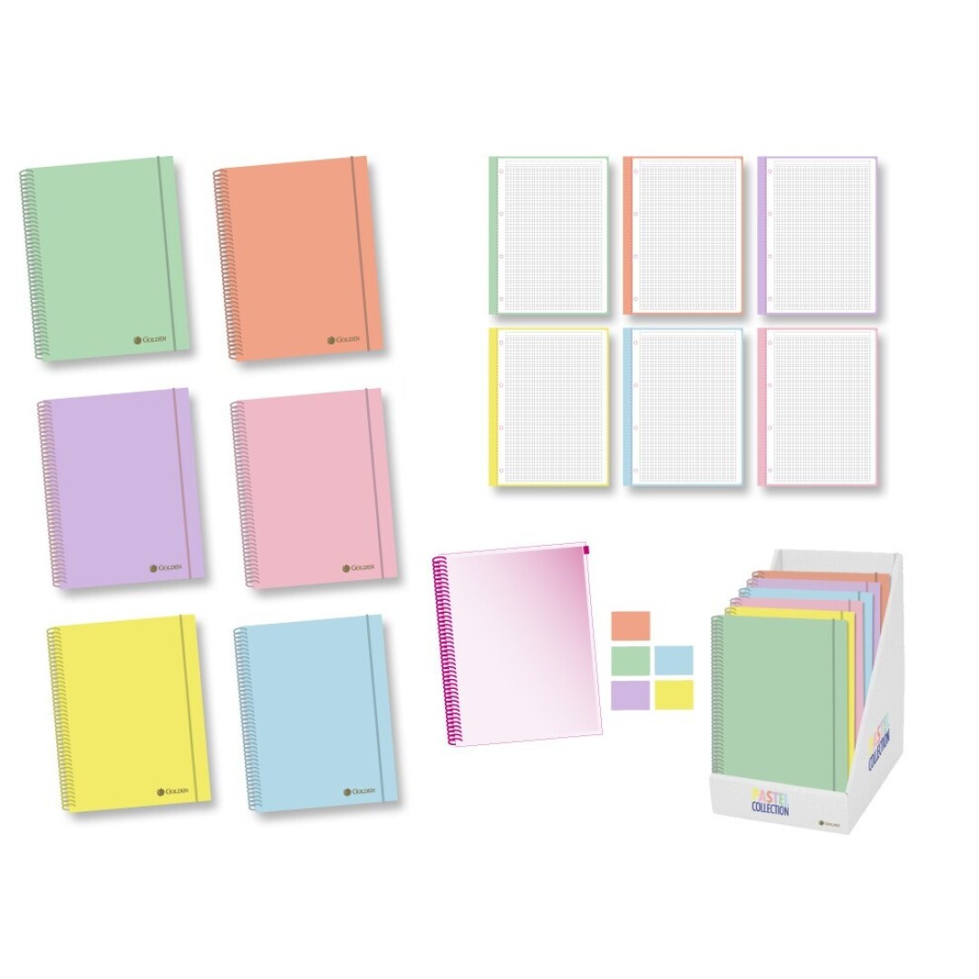 CUADERNO PASTEL SOFT A4, 120H. 90 GRS. MICROPERF. GOLDEN