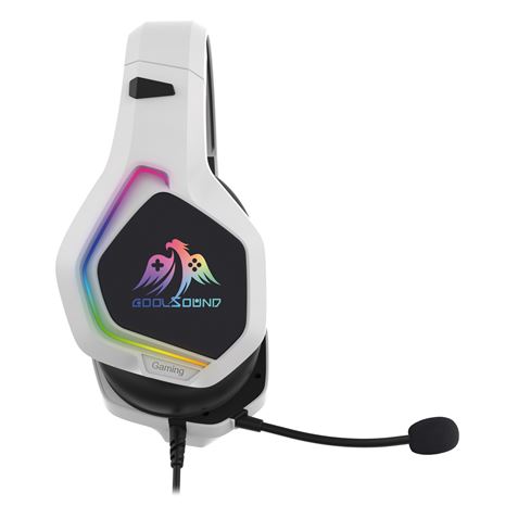 AURICULARES GAMING CON MICROFONO COOLSOUND G6 BLANCO - CABLE 2 METROS - ILUMINACION LED