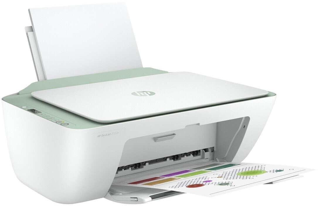 IMPRESORA MULTIFUNCIÓN HP DESKJET 2722e BLANCA Y VERDE - WIFI - FAX MOVIL