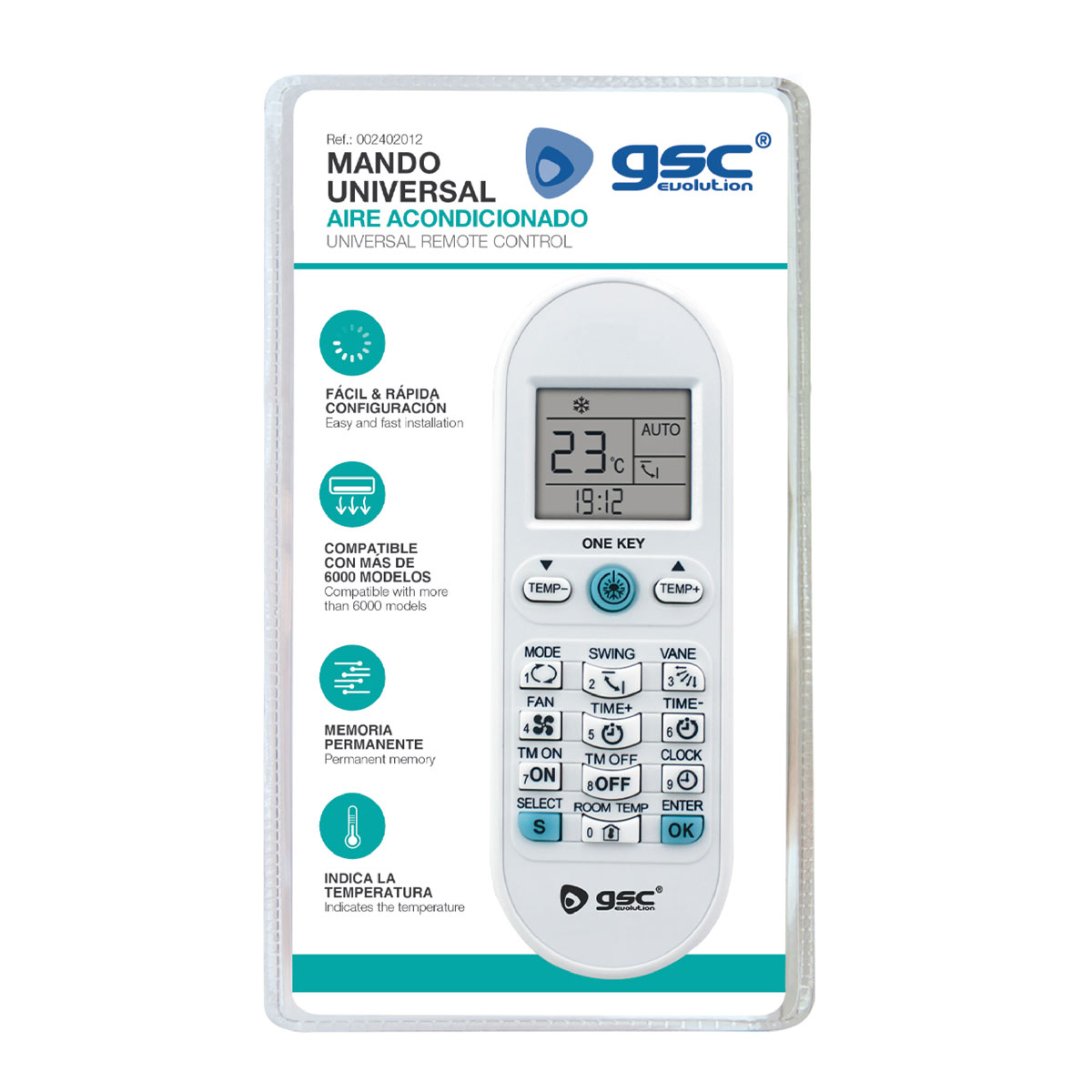 MANDO UNIVERSAL PARA AIRE ACONDICIONADO GSC - COMPATIBLE CON MAS DE 6.000 MODELOS